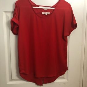 Red Short Sleeve Blouse